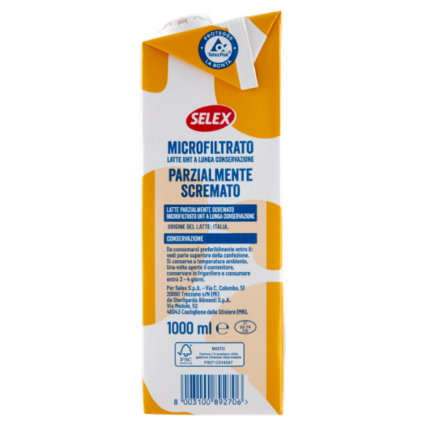 Selex Latte Uht Microfiltrato Parzialmente Scremato 1 L