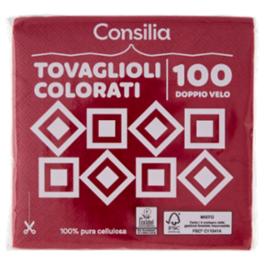 Consilia Tovaglioli 2 Veli 25x25 Cm Bordeaux 100 Pezzi