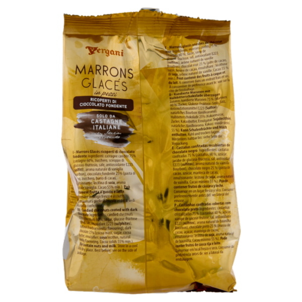 Vergani Marrons Glacés in pezzi Ricoperti di Cioccolato Fondente 170 g