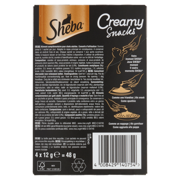 Sheba Creamy Snacks con salmone 4 x 12 g