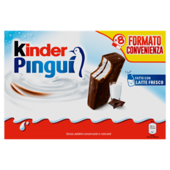 Kinder Pinguì Merenda Con Pan Di Spagna, Ripieno Al Latte e Copertura Al Cioccolato Fondente 8x30g