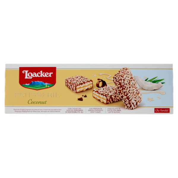 Loacker Patisserie Coconut Wafer con crema al Cocco ricoperti di Cioccolato Latte Wafers 100g
