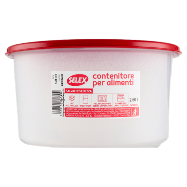 Selex Contenitore per Alimenti Freezer/Frigo Tondo 2,50 L