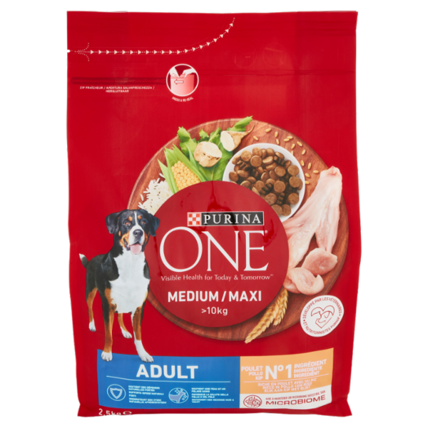 PURINA ONE Medium/Maxi Adult Ricco in Pollo con Riso 2,5 kg