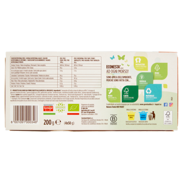 Germinal Bio Crostatina Albicocca grano duro Cappelli 4 x 50 g