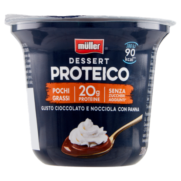 müller Dessert Proteico Gusto Cioccolato e Nocciola con Panna 200 g