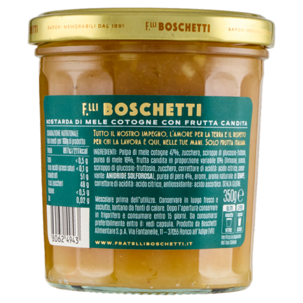 F.lli Boschetti Mostarda Ricetta alla Vicentina con Mele Cotogne 350 g