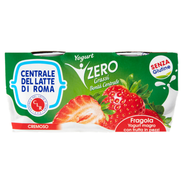 Centrale del Latte di Roma Zero Grassi Fragola Yogurt magro con frutta in pezzi 2 x 125 g