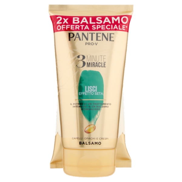 Pantene Pro-V 3 Minute Miracle Balsamo Lisci Effetto Seta 2x150 ml