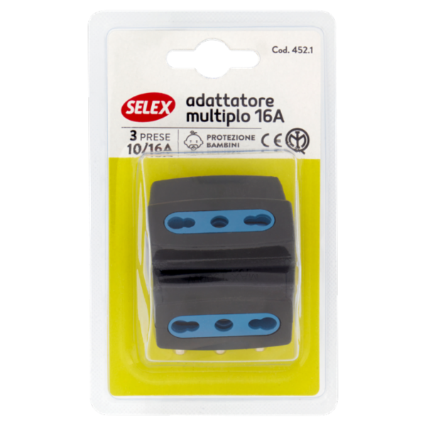 Selex Adattatore Multiplo Spina 16A + 3 Prese 10/16A(Ita) Nero