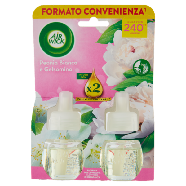Air Wick Profumatore per Ambienti Peonia Bianca e Gelsomino Ricarica 2 x 19 mL