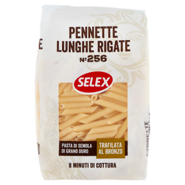 Selex Pasta di Semola Trafilata al Bronzo Pennette Lunghe Rigate 500 g