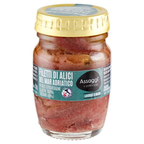 Assaggi e paesaggi Filetti Alici Mar Adriatico in Olio Extravergine Oliva 100% Italiano (43%) 90 g