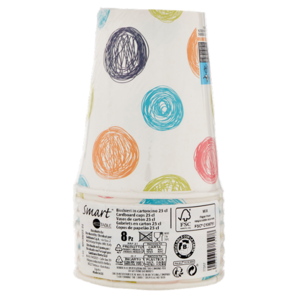 Smart Ecotable Bicchieri in cartoncino 25 cl 8 pz