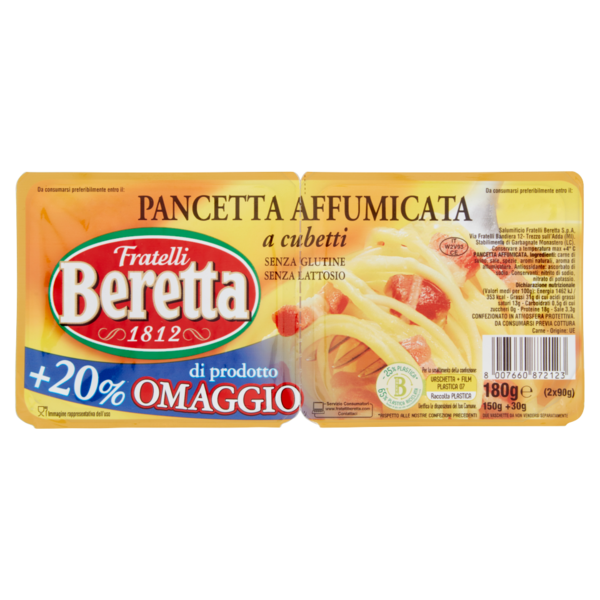 Fratelli Beretta Pancetta Affumicata a cubetti 2 x 90 g