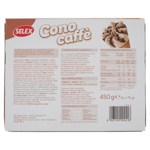 Selex 6 Coni di Gelato Caffè 450 g