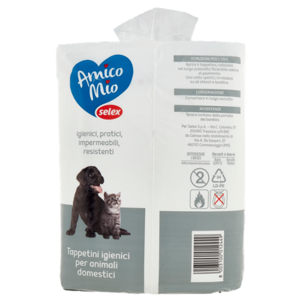 Selex Amico Mio Tappetini Antiodore per Animali 60X90 cm 30 pezzi