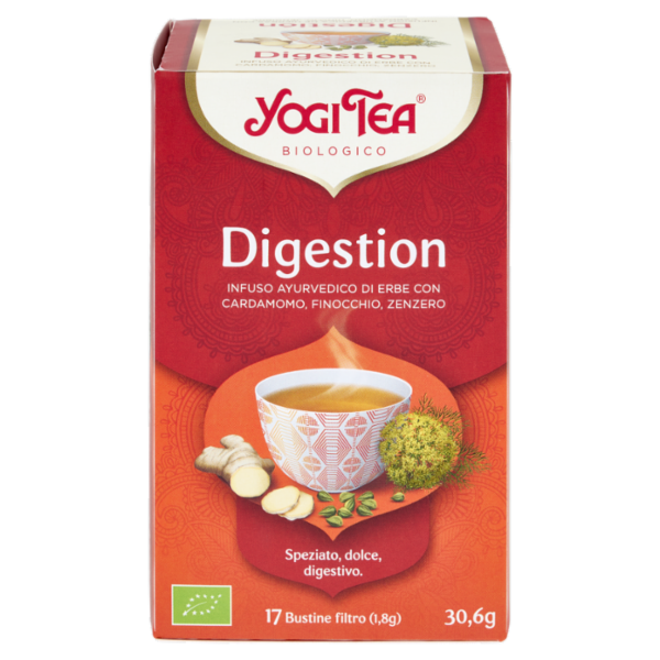 Yogi Tea Digestion Bio infuso ayurvedico di erbe con cardamomo, finocchio e zenzero - 30,6g