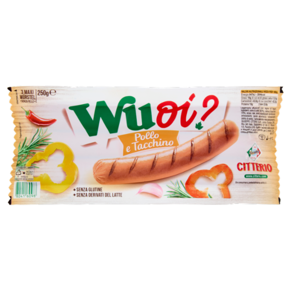 Citterio Wuoi? 3 Maxi Würstel senza pelle Pollo e Tacchino 250 g
