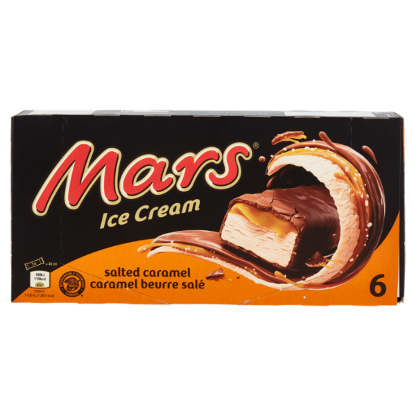 Mars Barretta Gelato al cioccolato e caramello salato, Multipack da 6 x 37.3 g