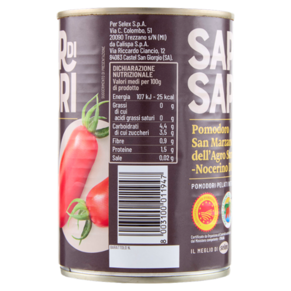 Selex Saper di Sapori Pomodori Pelati D.O.P. 400 g