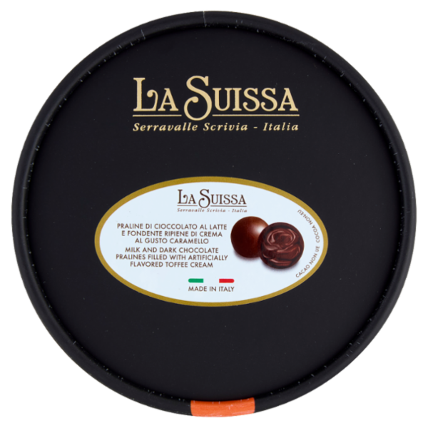 La Suissa Praline di Cioccolato al Latte e Fondente Ripiene di Crema al Gusto Caramello 220 g