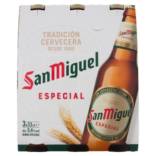 SAN MIGUEL Especial Birra lager spagnola bottiglia 3x33 cl