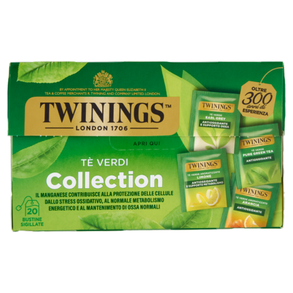 Twinings Tè Verdi Collection Confezione con 5 diversi tè verdi aromatizzati 20 filtri The 40 g