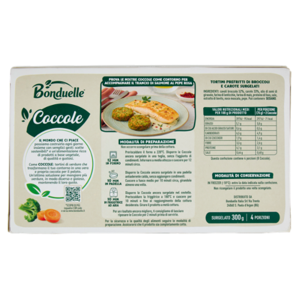 Bonduelle Coccole 8 Tortini di Broccoli e Carote Surgelato 300 g