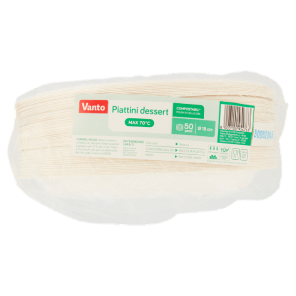 Vanto Piatti Frutta in Polpa di Cellulosa Biodegradabili e Compostabili 50 pezzi