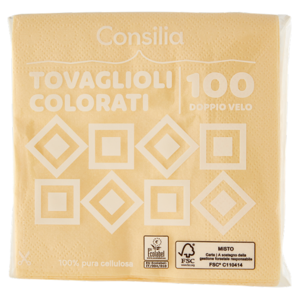 Consilia Tovaglioli 2 Veli 25x25 cm Crema 100 pezzi