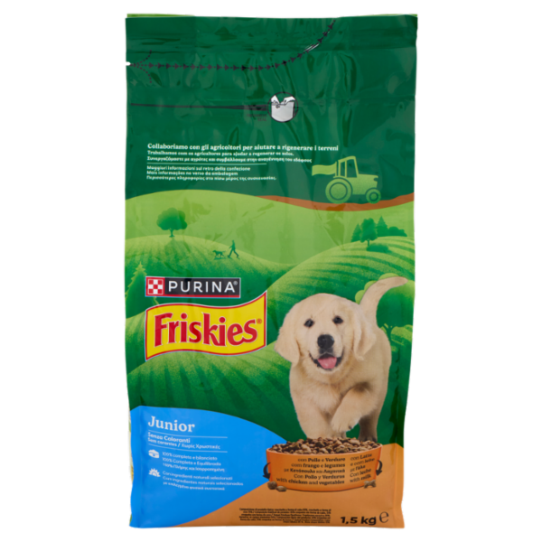PURINA FRISKIES Junior con Pollo e Verdure e con Latte 1,5 kg