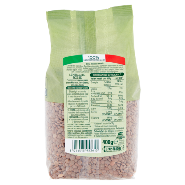 Colfiorito Lenticchie Rosse Intere 400 g