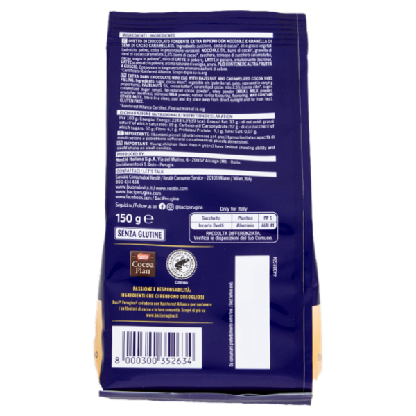 BACI PERUGINA Ovetti Cioccolato Fondentissimo Sacchetto 150g