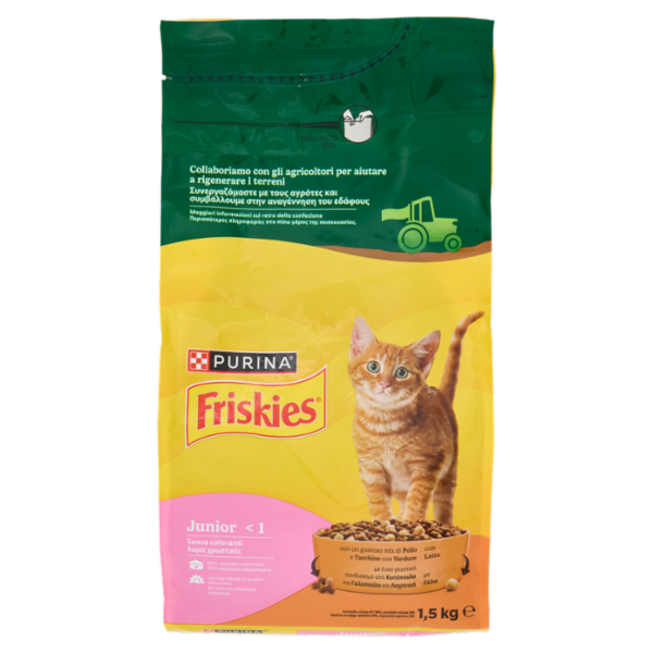 PURINA FRISKIES Junior Pollo e Tacchino, con Latte e con Verdure 1,5kg