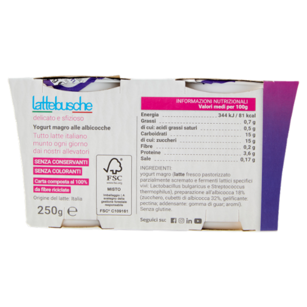lattebusche yogurt magro Albicocche 2 x 125 g