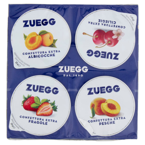 Zuegg Confettura Extra Ciliegie, Albicocche, Fragole, Pesche 4 x 25 g