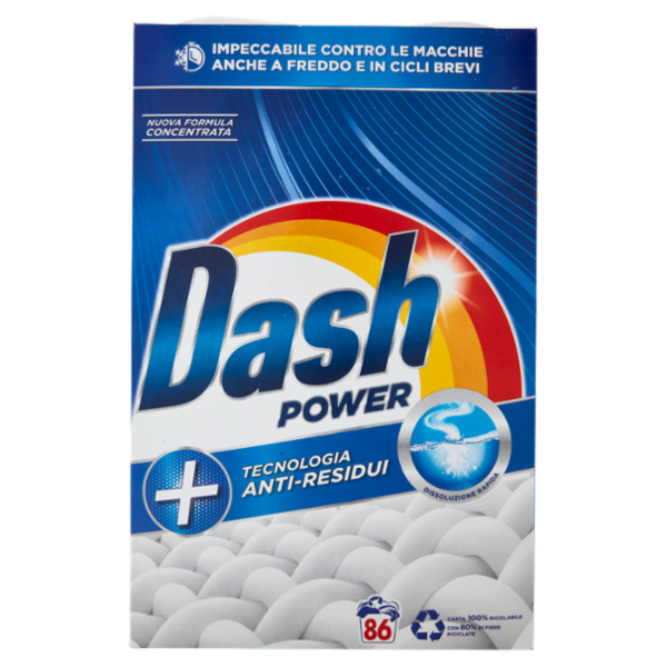 Dash Power Detersivo Lavatrice in Polvere, Tecnologia Anti-Residui, 86 Lavaggi 4300 g