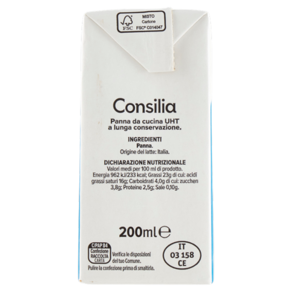 Consilia Panna da Cucina Uht 200 ml