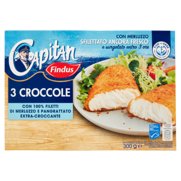 Capitan Findus 3 Croccole con 100% Filetti di Merluzzo 300 g