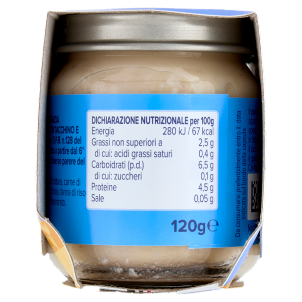nipiol tacchino omogeneizzato con carne e cereale 2 x 120 g