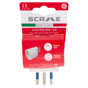Scame Adattatore 10A Spina 10A, Presa 10/16A, 2P+T 250V