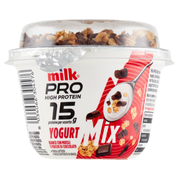 Milk Pro High Protein 15g Yogurt Bianco con Muesli e Fiocchi di Cioccolato 180 g