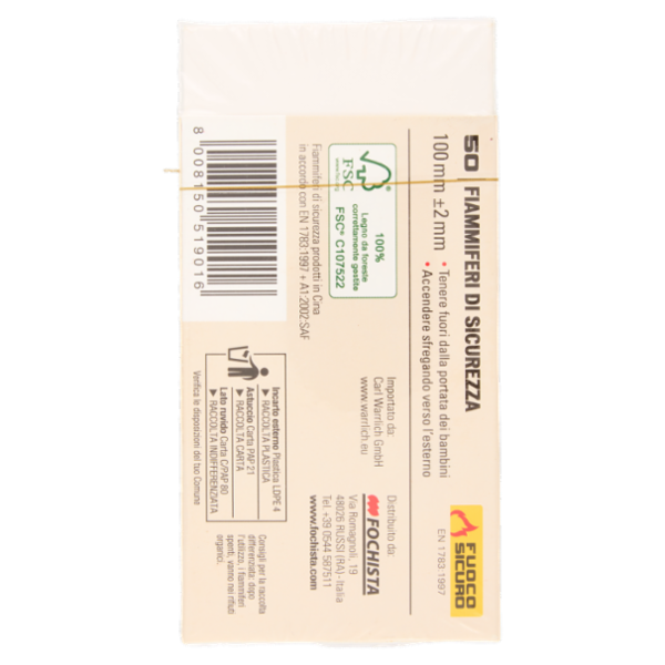 Fochista Fiammiferi di Sicurezza 50 pz