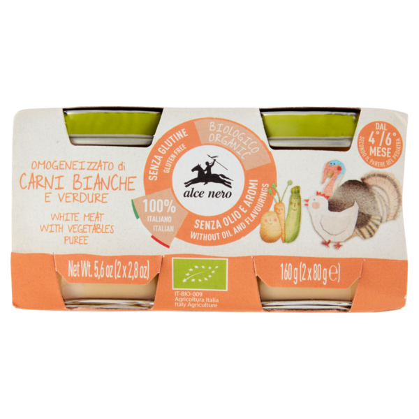 alce nero Omogeneizzato di Carni Bianche e Verdure 2 x 80 g