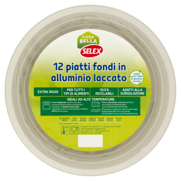 Selex Casa Bella Piatti Fondi in Alluminio Laccato 12 pezzi