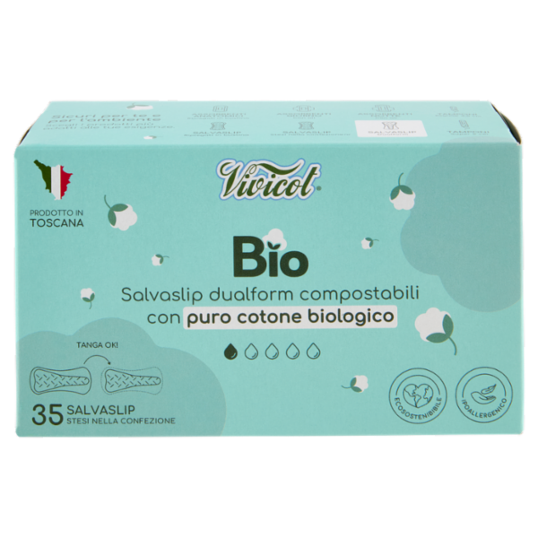Vivicot Bio Salvaslip dualform compostabili Stesi nella Confezione 35 pz
