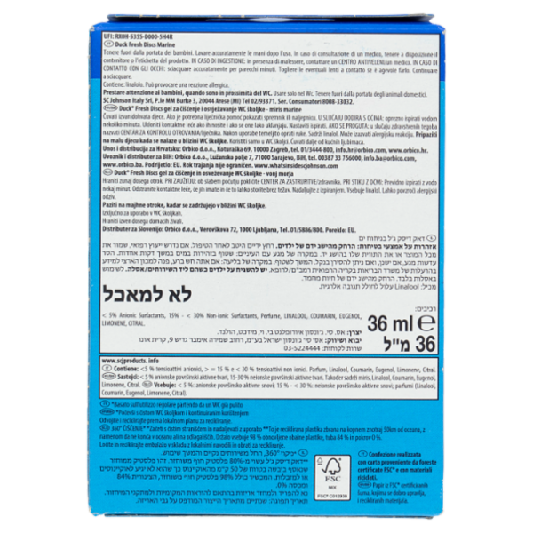 Duck Fresh Discs - Base per Dischi Gel Igienizzanti WC, Fragranza Marine 36ml