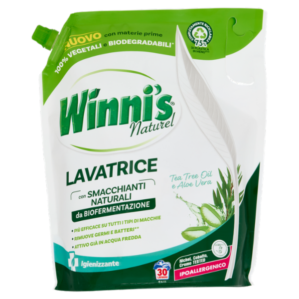 Winni's Naturel Lavatrice Igienizzante Tea Tree Oil e Aloe Vera pouch 30 Lavaggi 1,35 L