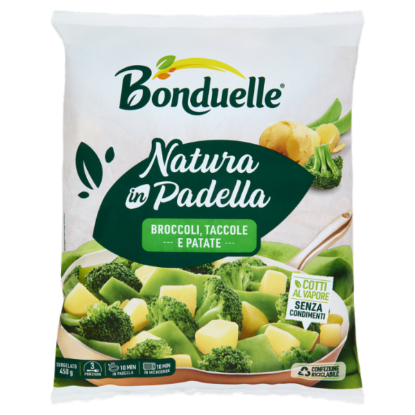 Bonduelle Natura in Padella Broccoli, Taccole e Patate Surgelato 450 g
